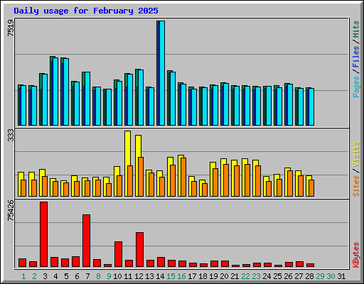 Daily usage for February 2025